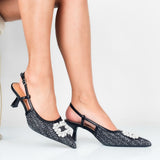 Manon - Decollette Slingback Placca Perle
