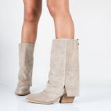 Fanny - Stivali Con Gambale Risvoltato Vera Pelle Made In Italy