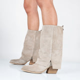 Fanny - Stivali Con Gambale Risvoltato Vera Pelle Made In Italy