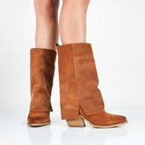 Fanny - Stivali Con Gambale Risvoltato Vera Pelle Made In Italy