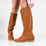 Natascia - Stivali Donna Con Zeppa Interna In Vero Camoscio Made In Italy