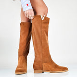 Natascia - Stivali Donna Con Zeppa Interna In Vero Camoscio Made In Italy