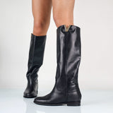 Natascia - Stivali Donna Con Zeppa Interna In Vera Pelle Made In Italy