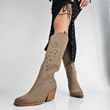 Evelyn - Stivali Texani Gambale Laserato Tacco 7 Cm
