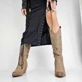 Evelyn - Stivali Texani Gambale Laserato Tacco 7 Cm