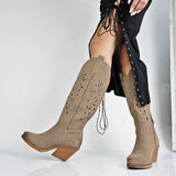 Evelyn - Stivali Texani Gambale Laserato Tacco 7 Cm