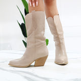 Cindy - Stivali Texani Donna Vera Pelle Made In Italy