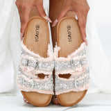Marina - Ciabattine Donna Doppia Fibbia Jeans E Glitter