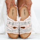 Marina - Ciabattine Donna Doppia Fibbia Jeans E Glitter