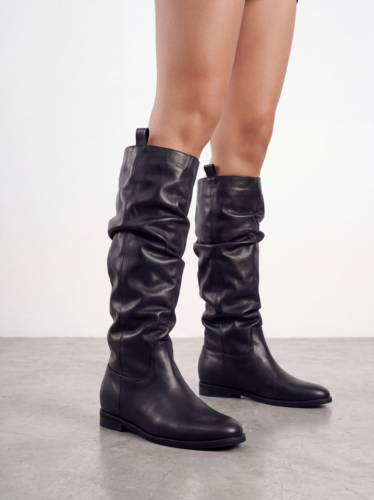 Odalinda - Stivali Con Zeppa Interna In Vera Pelle Made In Italy