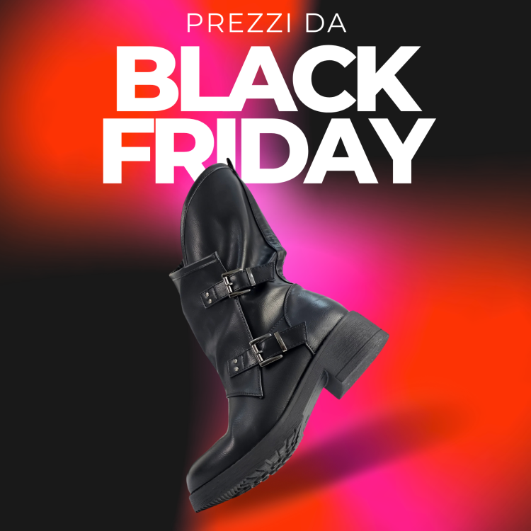 Stivali in pelle nera in offerta per il Black Friday.